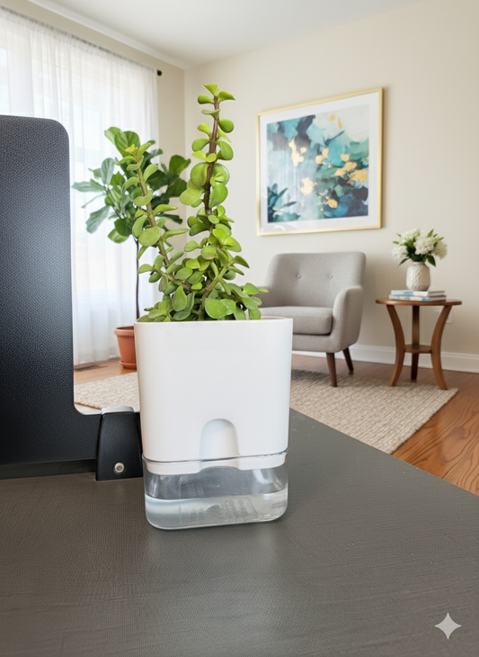 Jade Plant: Lucky Plant With Square Self Watering Pot