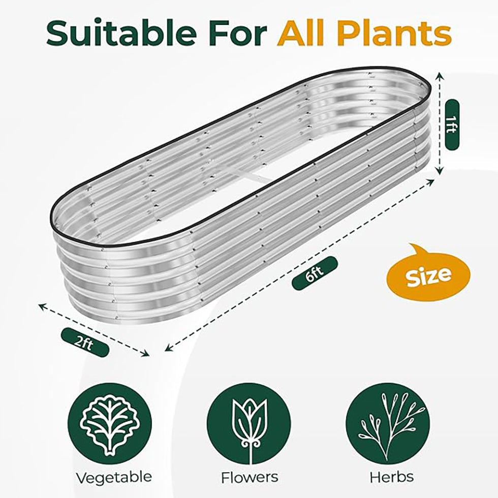 Galvanized Raised Garden Bed Kit 4x2x1ft – Heavy-Duty Outdoor Planter Box for Vegetables, Flowers & Fruits – Easy Assembly Metal Raised Bed – Silver (Pack of 1)