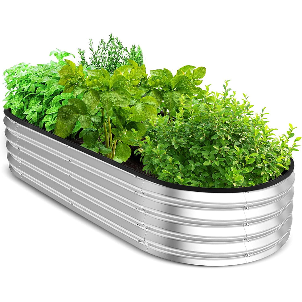 Galvanized Raised Garden Bed Kit 4x2x1ft – Heavy-Duty Outdoor Planter Box for Vegetables, Flowers & Fruits – Easy Assembly Metal Raised Bed – Silver (Pack of 1)