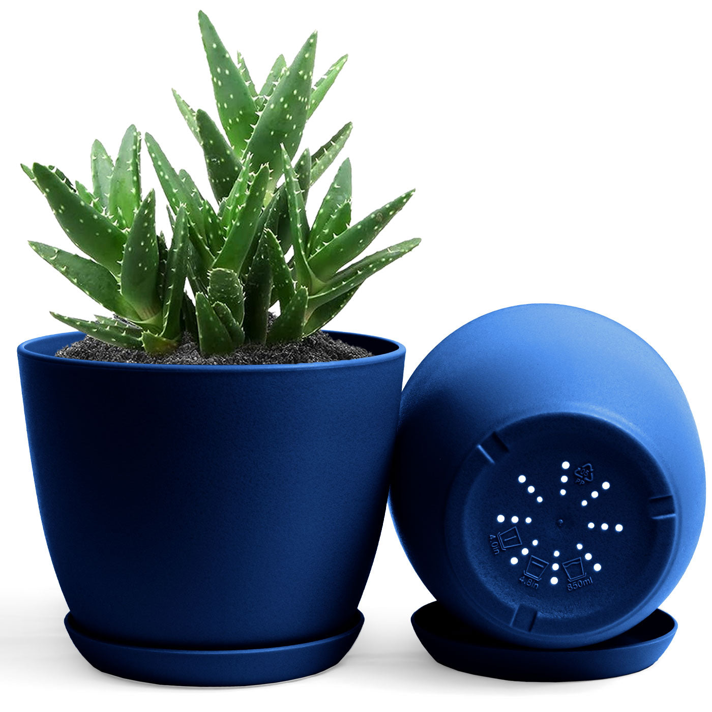 Decorative Flower Pots with Drainage - Set of 2 Plastic Planters for Indoor Plants Fast Forward