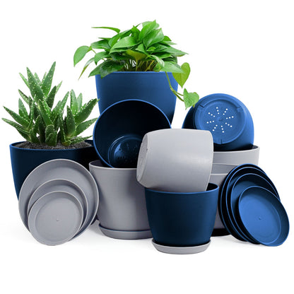 Fast Forward: Premium Set of 10 Indoor Plant Pots with Drainage Decorative Plastic Planters for Indoor Fast Forward