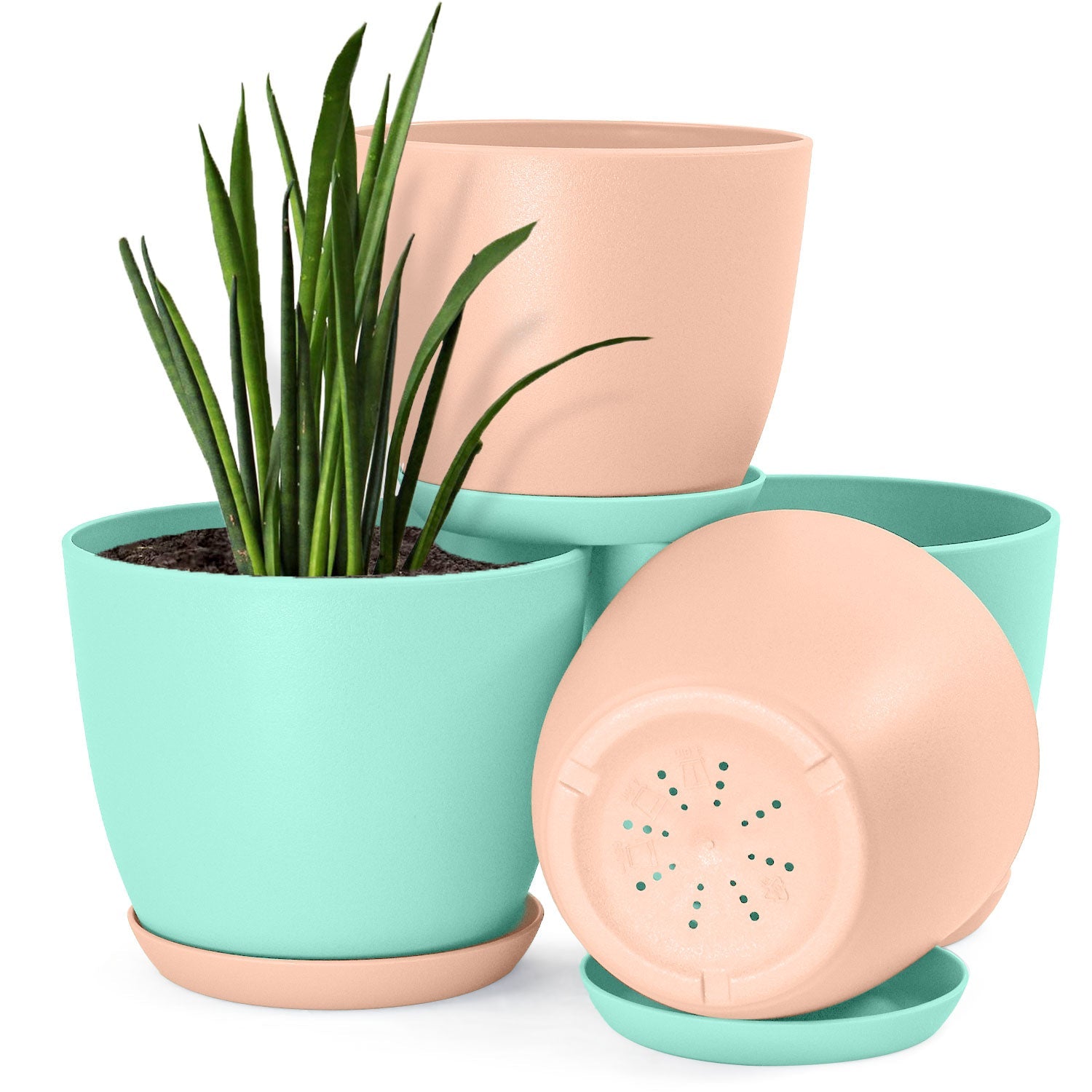 Fast Forward Premium Set of 4 Indoor Plant Pots with Drainage