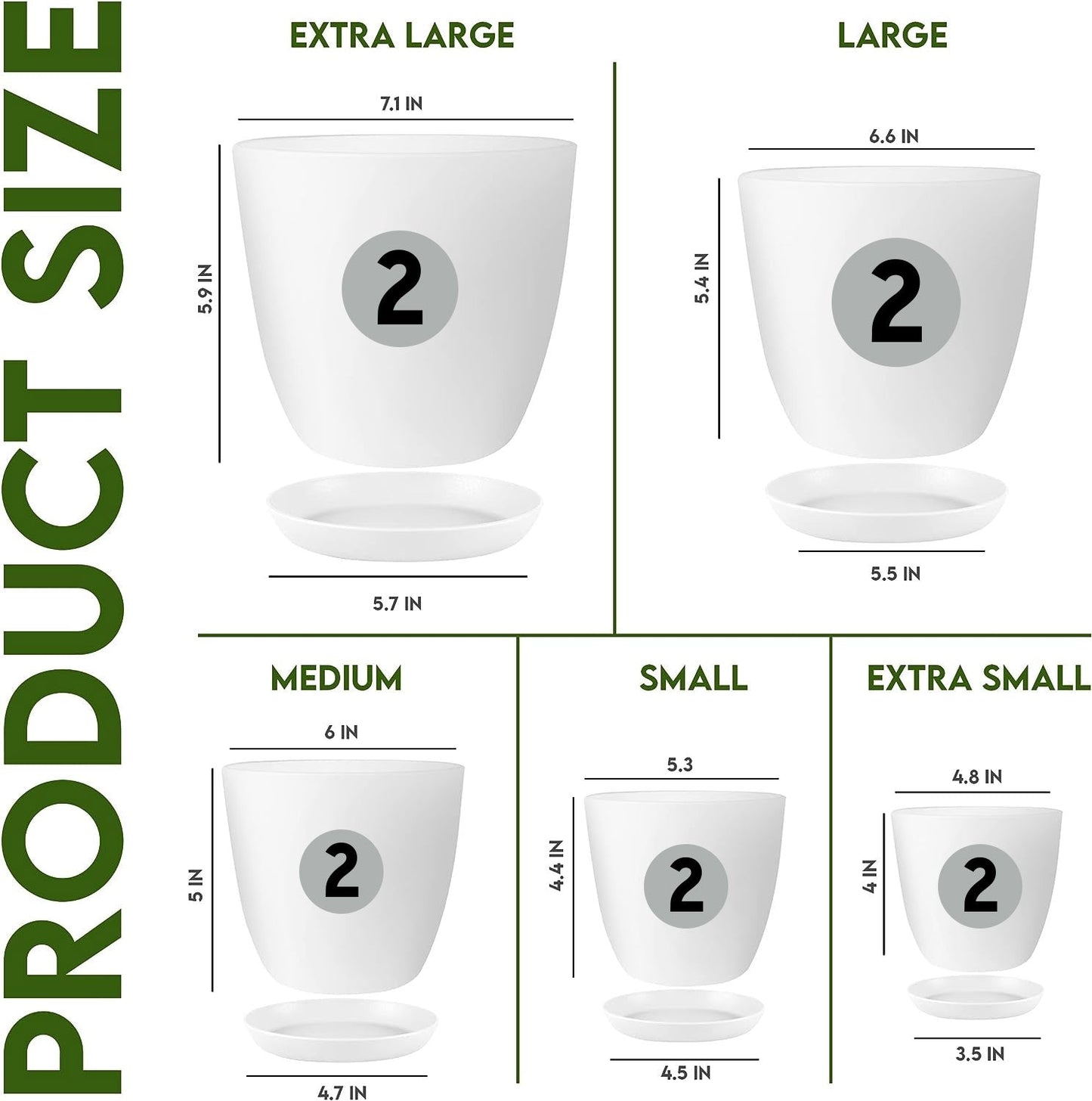Fast Forward Premium Set of 10 Indoor Plant Pots with Drainage