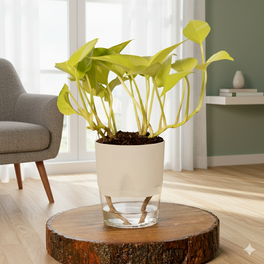 Golden Money Plant Round Self-Watering Pot