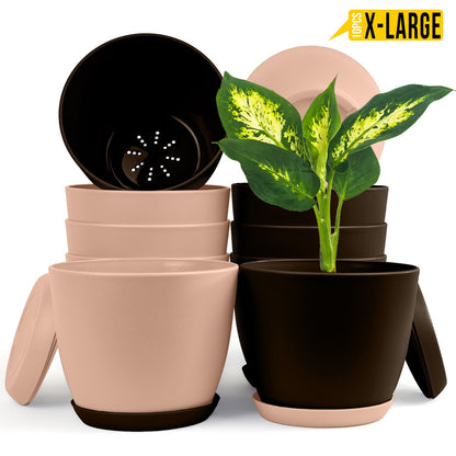 badgeElevate Your Space with Fast Forward Extra Large Plant Pots: Two Vibrant Colors, Drainage, Perfect for Indoor Planters - Explore Multi-Packs for Plastic Planters, Cactus, and Succulents Decor Fast Forward