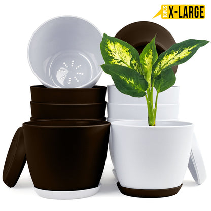 Fast Forward Extra Large Plant Pots with Drainage: Stylish Home Decor Flower Pots in Two Vibrant Colors - Ideal for Indoor Planters, Multi-Packs for Plastic Planters, Cactus, and Succulents Fast Forward