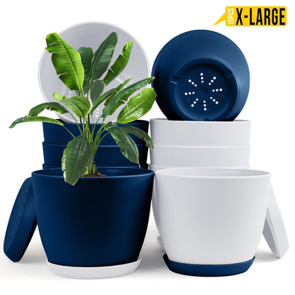 Extra Large Plant Pots with Drainage: Stylish Home Decor Flower Pots in Two Vibrant Colors - Ideal for Indoor Planters, Multi-Packs for Plastic Planters
