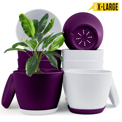 Extra Large Plant Pots with Drainage: Stylish Home Decor Flower Pots in Two Vibrant Colors - Ideal for Indoor Planters, Multi-Packs for Plastic Planters