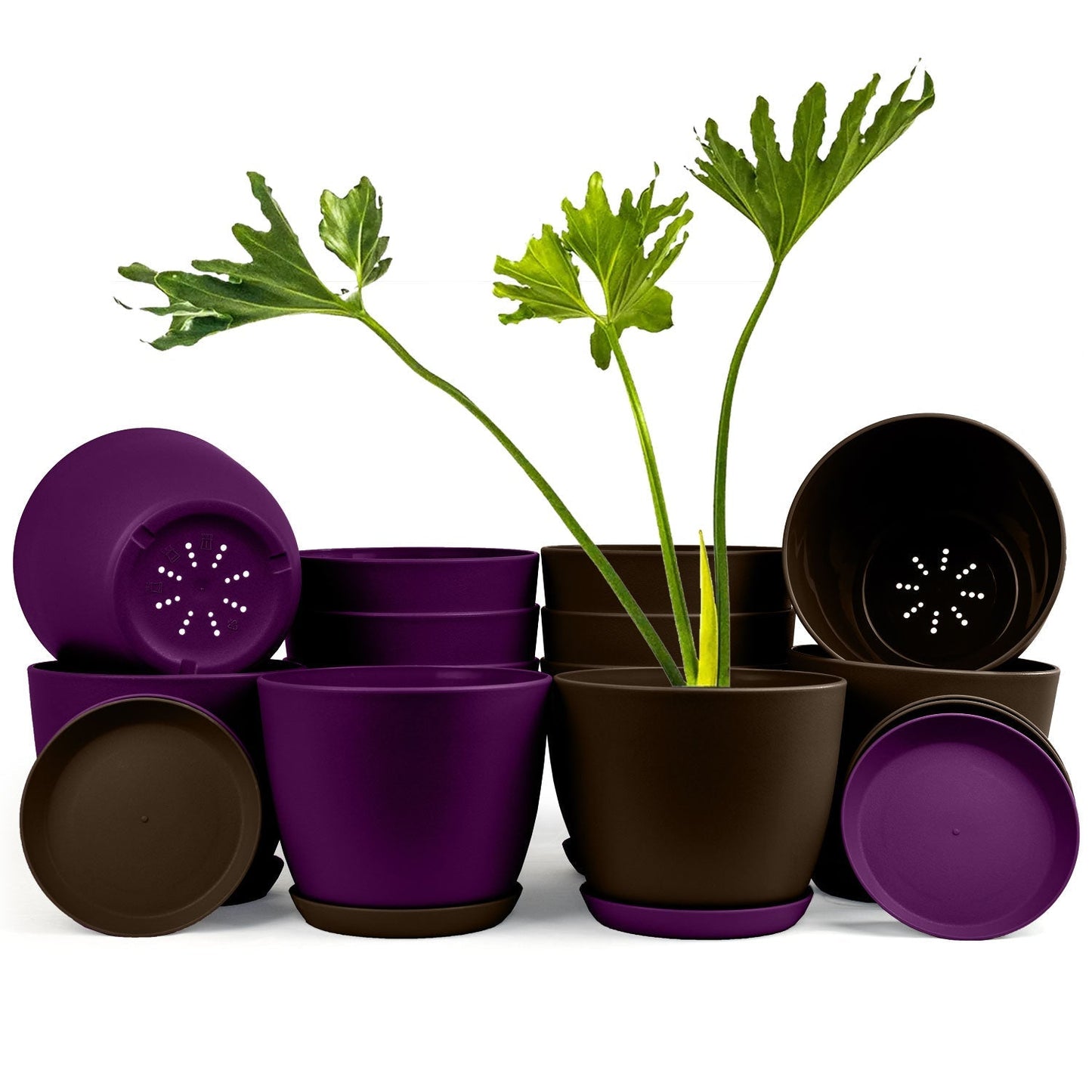 Elevate Your Space with Extra Large Plant Pots: Two Vibrant Colors, Drainage, Perfect for Indoor Planters - Explore Multi-Packs for Plastic Planters