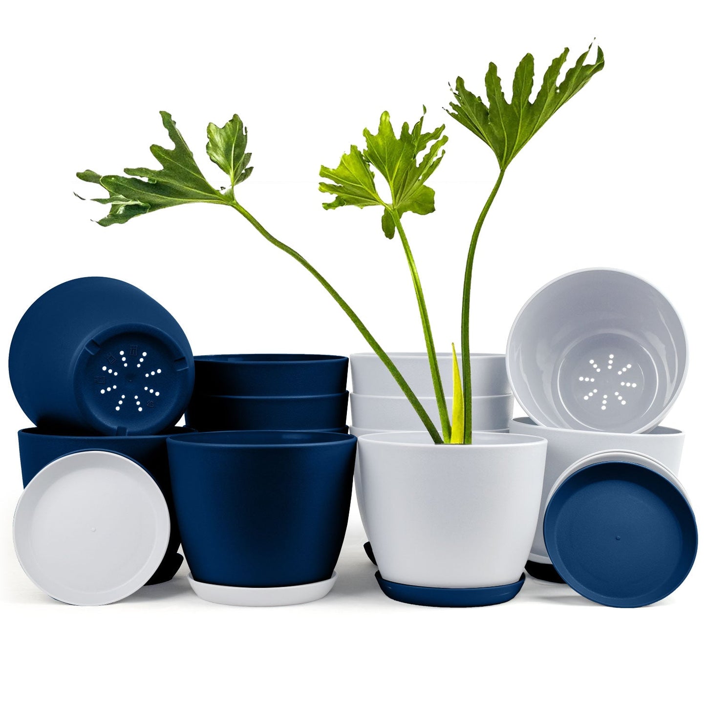 Revitalize Your Space with  Extra Large Plant Pots: Two Vibrant Colors, Drainage, Ideal for Indoor Planters - Explore Multi-Packs for Plastic Planters