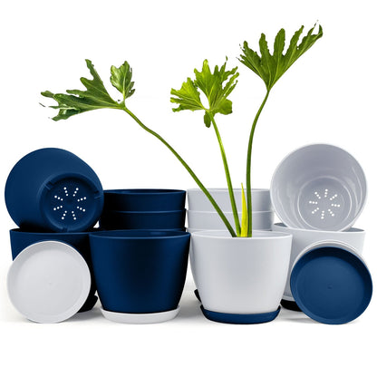 Revitalize Your Space with  Extra Large Plant Pots: Two Vibrant Colors, Drainage, Ideal for Indoor Planters - Explore Multi-Packs for Plastic Planters