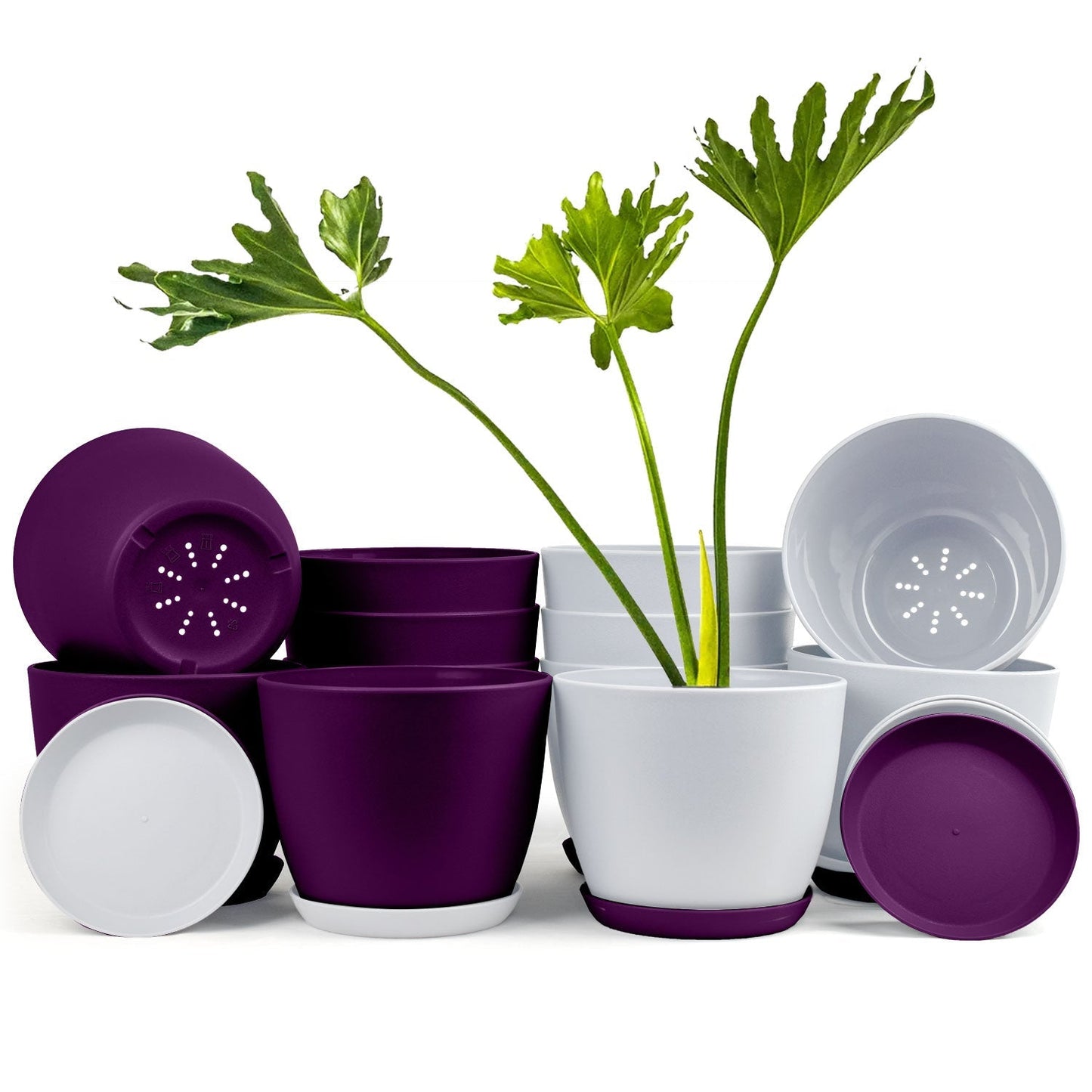 Revitalize Your Space with  Extra Large Plant Pots: Two Vibrant Colors, Drainage, Ideal for Indoor Planters - Explore Multi-Packs for Plastic Planters
