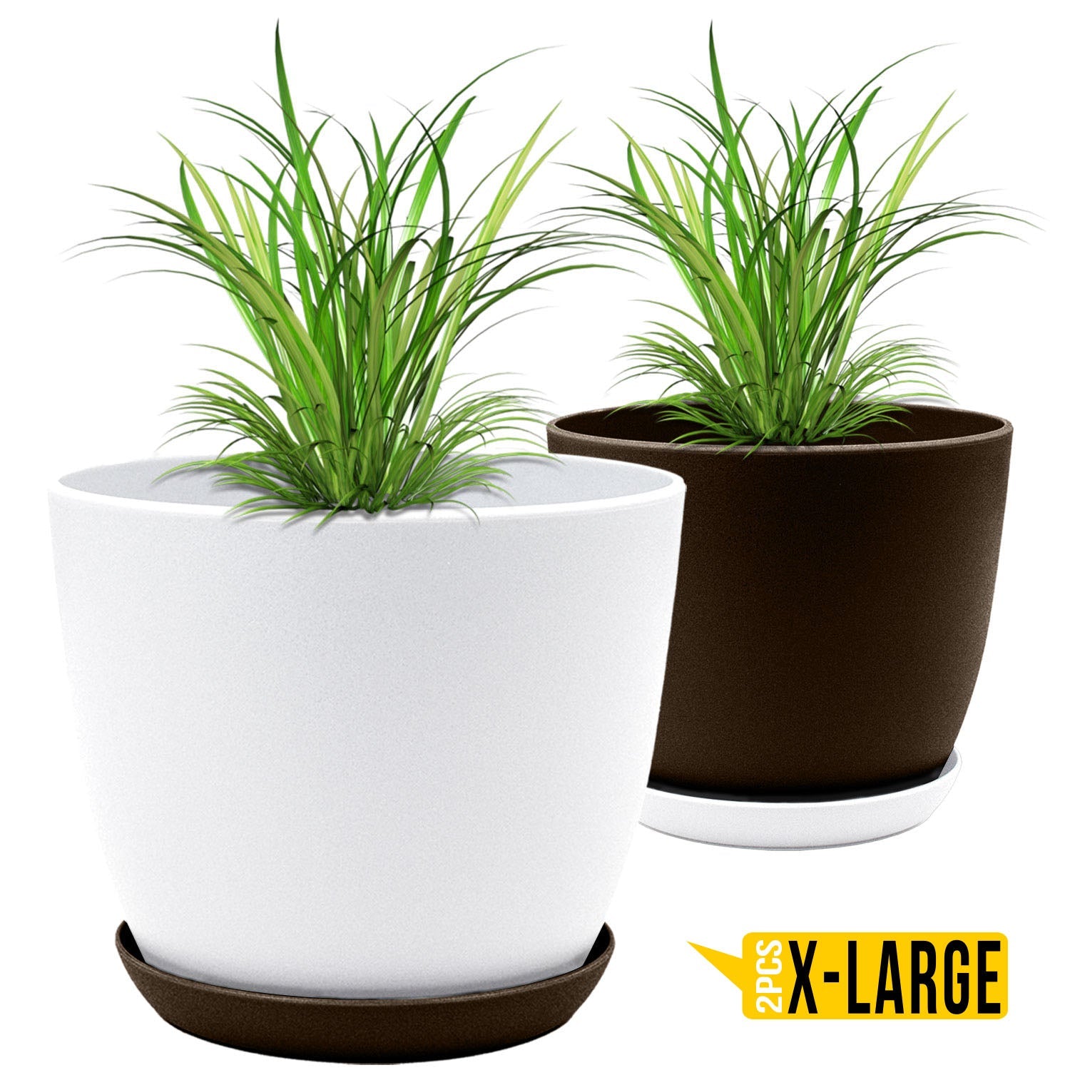 badgeElevate Your Space with Fast Forward Extra Large Plant Pots: Two Vibrant Colors, Drainage, Perfect for Indoor Planters - Explore Multi-Packs for Plastic Planters, Cactus, and Succulents Decor Fast Forward