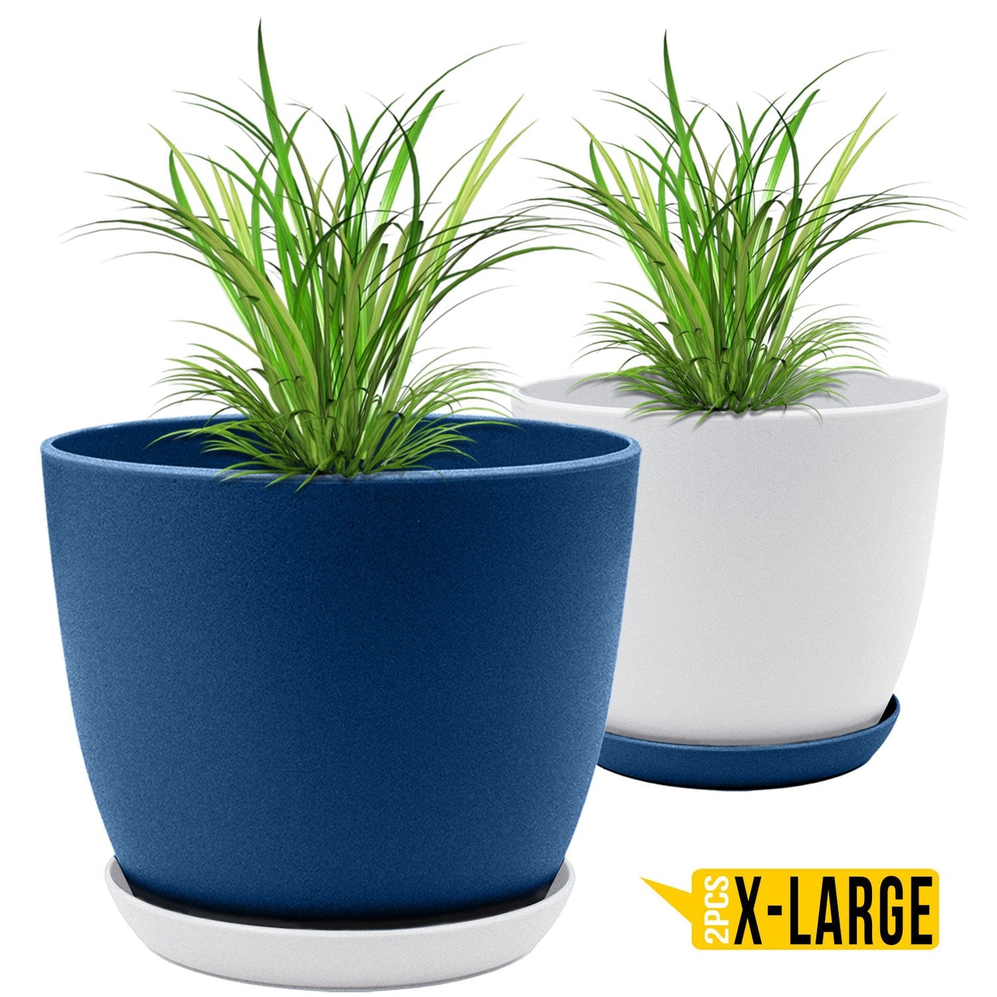 Extra Large Plant Pots with Drainage: Stylish Home Decor Flower Pots in Two Vibrant Colors - Ideal for Indoor Planters, Multi-Packs for Plastic Planters