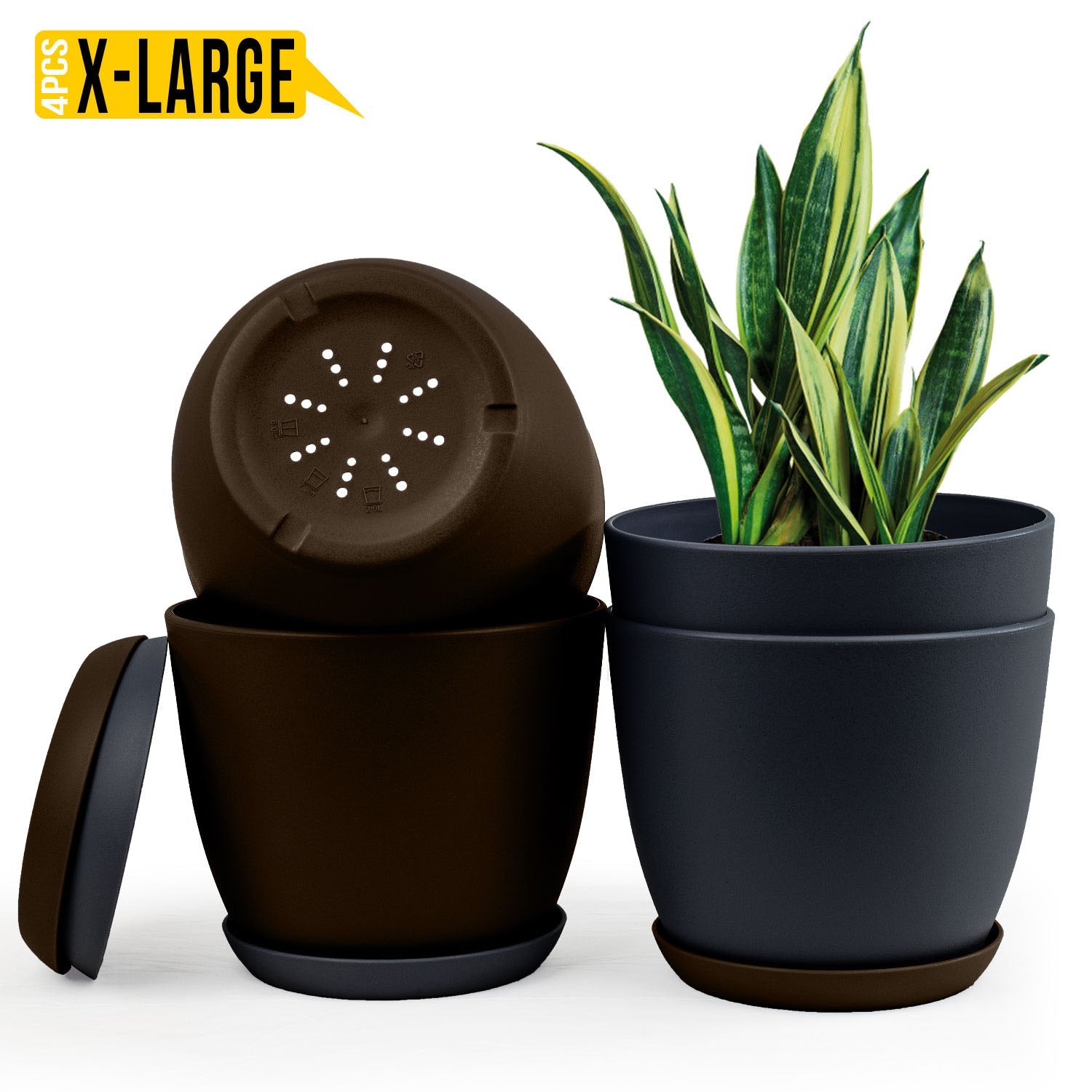 Fast Forward Extra Large Plant Pots with Drainage: Two Vibrant Colors, Ideal for Indoor Planters - Explore Multi-Packs for Plastic Planters, Cactus, and Succulents Pot Deco Fast Forward