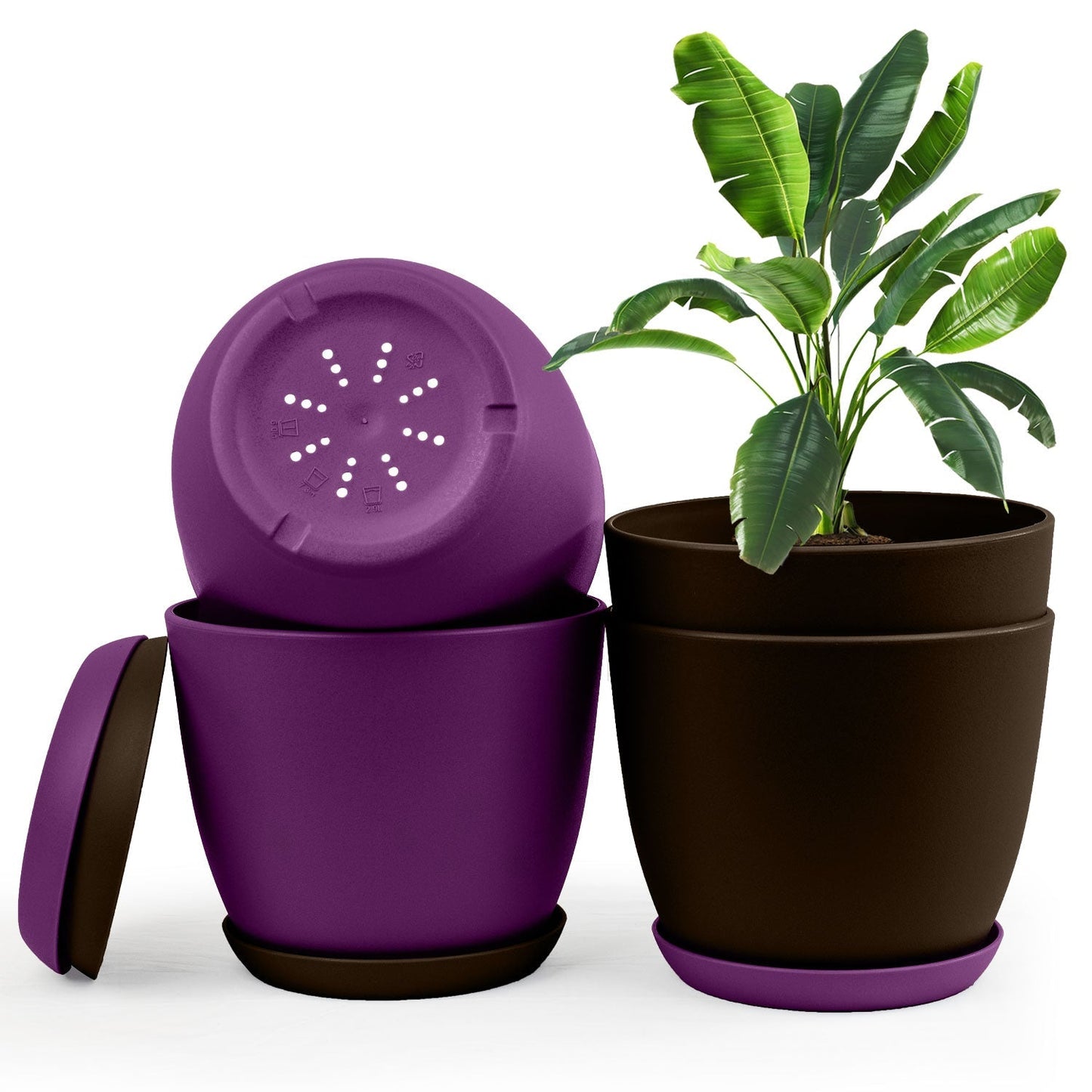 Elevate Your Space with Extra Large Plant Pots: Two Vibrant Colors, Drainage, Perfect for Indoor Planters - Explore Multi-Packs for Plastic Planters