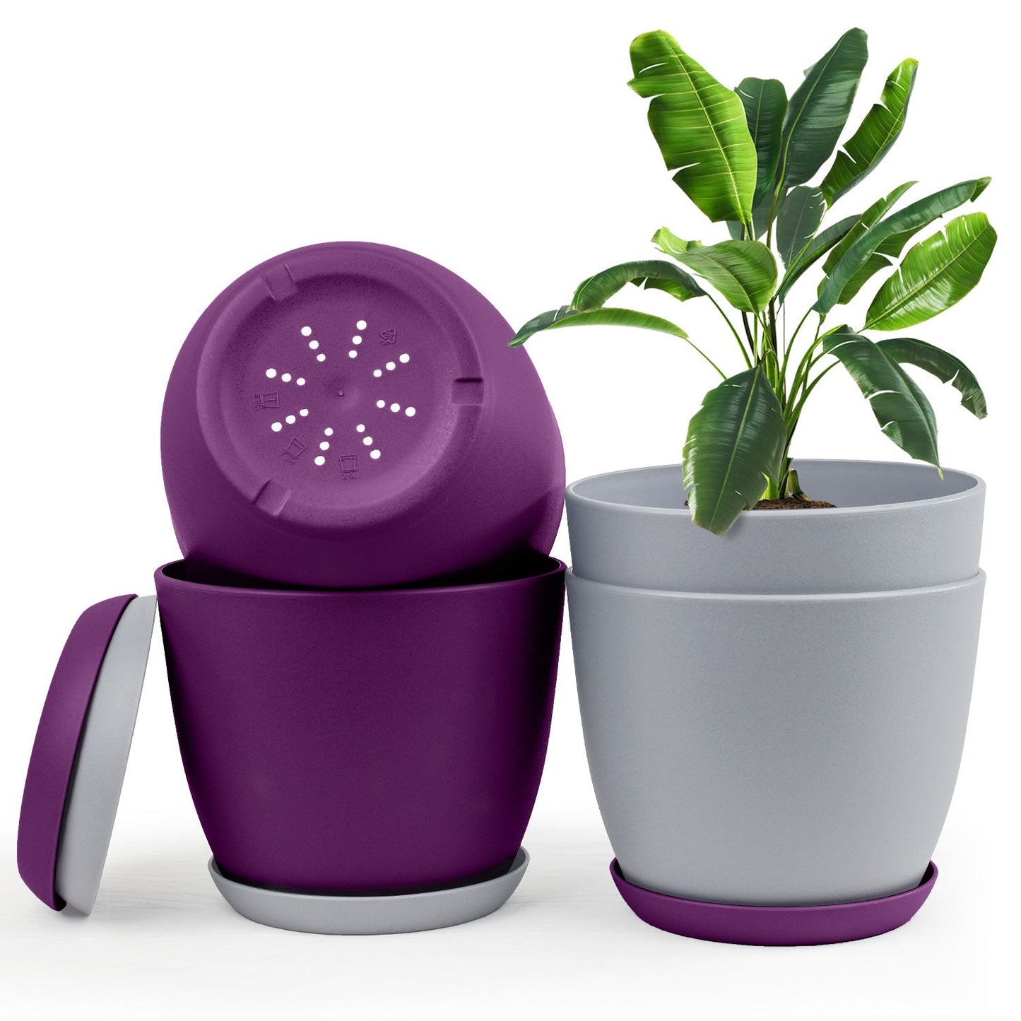 Revitalize Your Space with  Extra Large Plant Pots: Two Vibrant Colors, Drainage, Ideal for Indoor Planters - Explore Multi-Packs for Plastic Planters