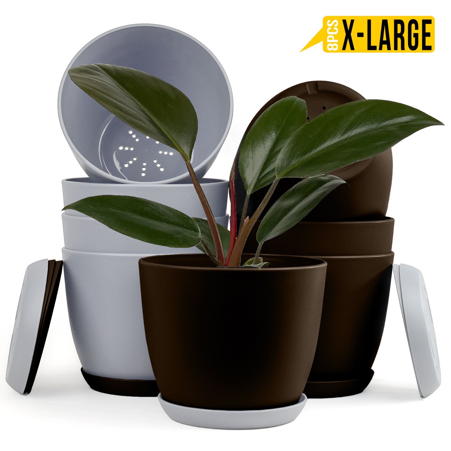 badgeElevate Your Space with Fast Forward Extra Large Plant Pots: Two Vibrant Colors, Drainage, Perfect for Indoor Planters - Explore Multi-Packs for Plastic Planters, Cactus, and Succulents Decor Fast Forward