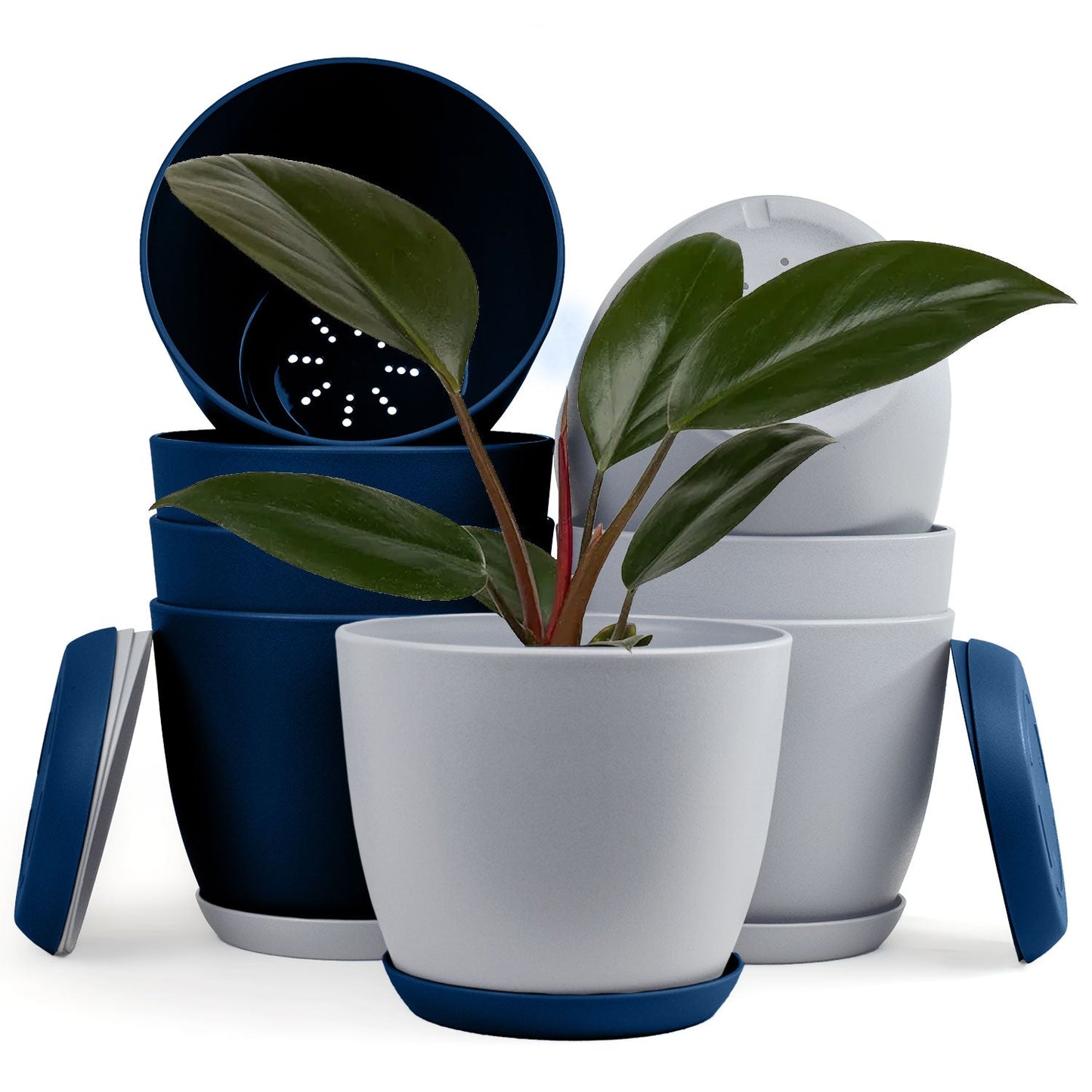Revitalize Your Space with  Extra Large Plant Pots: Two Vibrant Colors, Drainage, Ideal for Indoor Planters - Explore Multi-Packs for Plastic Planters