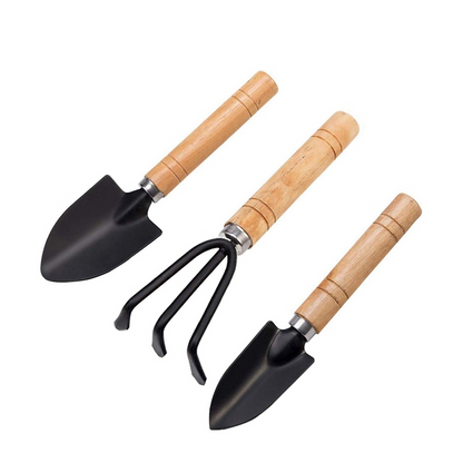 Pack of 3 Gardening tool set Wooden Handle , Set of 3 Piece Garden Tool set, Gardening Tools, extremely High Quality 3pcs / set Mini Garden Tools Wood Handle Stainless Steel Potted Shovel Rake Spade for Flowers Potted Plant
