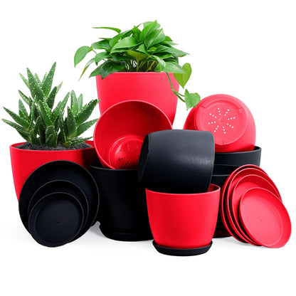 : Premium Set of 10 Indoor Plant Pots with Drainage Decorative Plastic Planters for Indoor